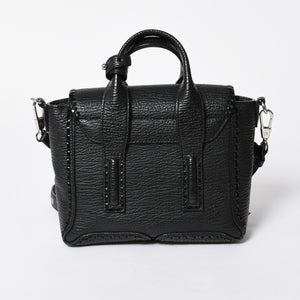 3.1 Phillip Lim フィリップ リム サッチェル ミニサイズ 2WAY ハンドバッグ ショルダーバッグ ブラックレザー シルバー金具 AP17-0226WSK 美品 中古 4a006893