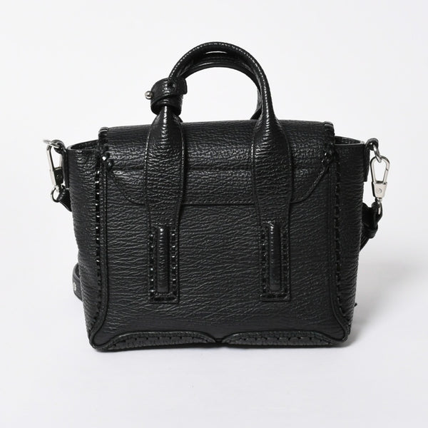 3.1 Phillip Lim フィリップ リム サッチェル ミニサイズ 2WAY ハンドバッグ ショルダーバッグ ブラックレザー シルバー金具 AP17-0226WSK 美品 中古 4a006893