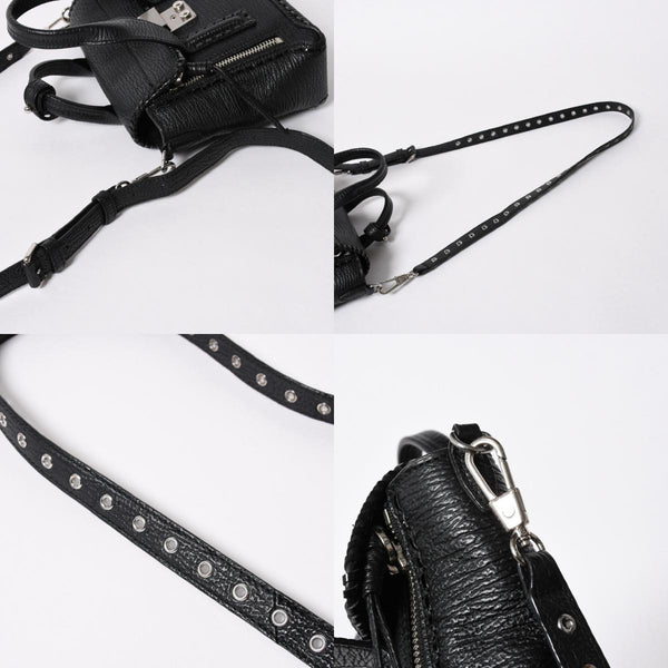 3.1 Phillip Lim フィリップ リム サッチェル ミニサイズ 2WAY ハンドバッグ ショルダーバッグ ブラックレザー シルバー金具 AP17-0226WSK 美品 中古 4a006893
