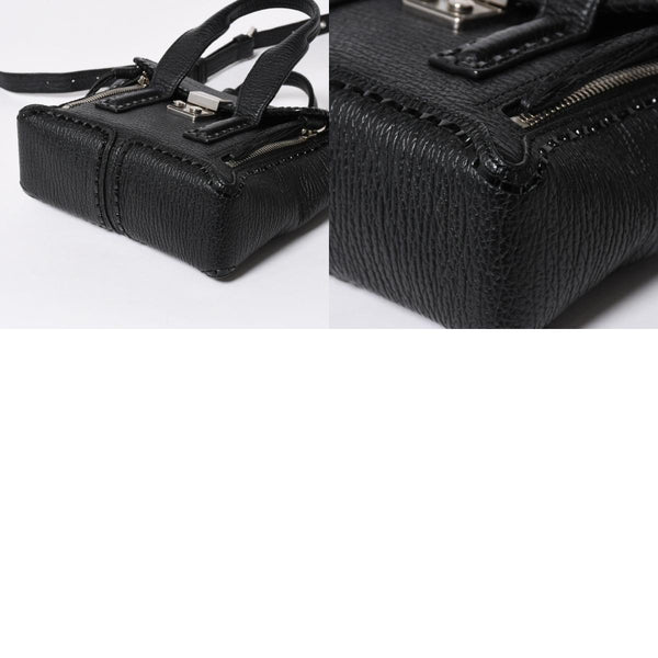 3.1 Phillip Lim フィリップ リム サッチェル ミニサイズ 2WAY ハンドバッグ ショルダーバッグ ブラックレザー シルバー金具 AP17-0226WSK 美品 中古 4a006893