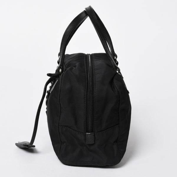 PRADA プラダ ハンドバッグ イヴニングハート BN1134 トライアングルロゴ ナイロン ブラック シルバー金具 美品 中古 4a004852
