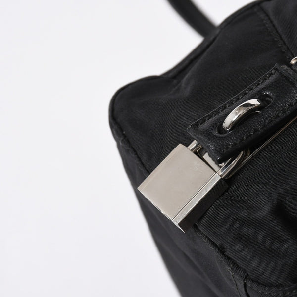 PRADA プラダ ハンドバッグ イヴニングハート BN1134 トライアングルロゴ ナイロン ブラック シルバー金具 美品 中古 4a004852