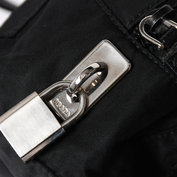 PRADA プラダ ハンドバッグ イヴニングハート BN1134 トライアングルロゴ ナイロン ブラック シルバー金具 美品 中古 4a004852