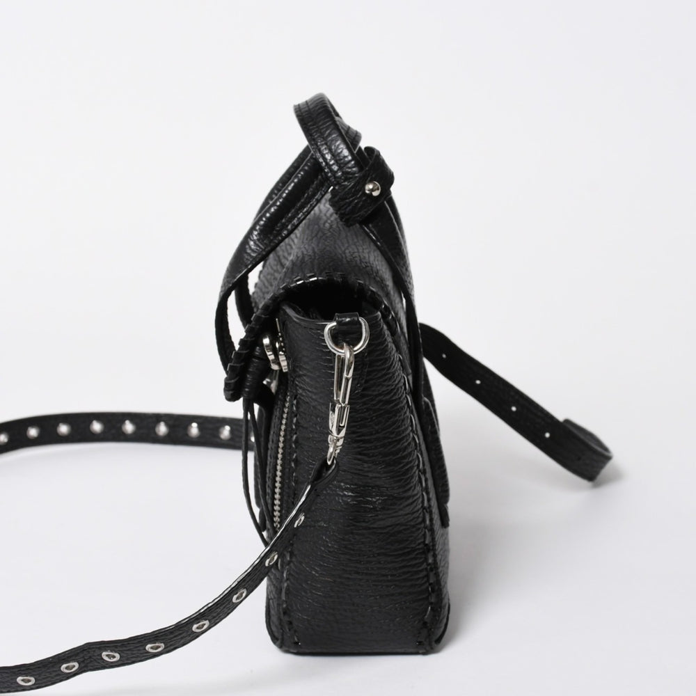 3.1 Phillip Lim フィリップ リム サッチェル ミニサイズ 2WAY ハンドバッグ ショルダーバッグ ブラックレザー シルバー金具 AP17-0226WSK 美品 中古 4a006893