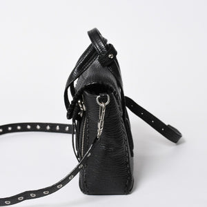 3.1 Phillip Lim フィリップ リム サッチェル ミニサイズ 2WAY ハンドバッグ ショルダーバッグ ブラックレザー シルバー金具 AP17-0226WSK 美品 中古 4a006893