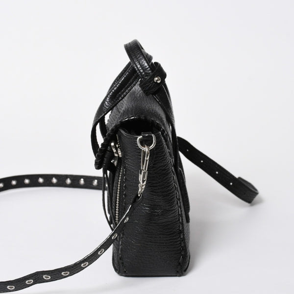 3.1 Phillip Lim フィリップ リム サッチェル ミニサイズ 2WAY ハンドバッグ ショルダーバッグ ブラックレザー シルバー金具 AP17-0226WSK 美品 中古 4a006893