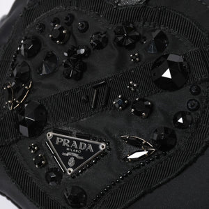 PRADA プラダ ハンドバッグ イヴニングハート BN1134 トライアングルロゴ ナイロン ブラック シルバー金具 美品 中古 4a004852