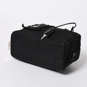 PRADA プラダ ハンドバッグ イヴニングハート BN1134 トライアングルロゴ ナイロン ブラック シルバー金具 美品 中古 4a004852