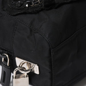 PRADA プラダ ハンドバッグ イヴニングハート BN1134 トライアングルロゴ ナイロン ブラック シルバー金具 美品 中古 4a004852