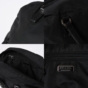 PRADA プラダ ハンドバッグ イヴニングハート BN1134 トライアングルロゴ ナイロン ブラック シルバー金具 美品 中古 4a004852
