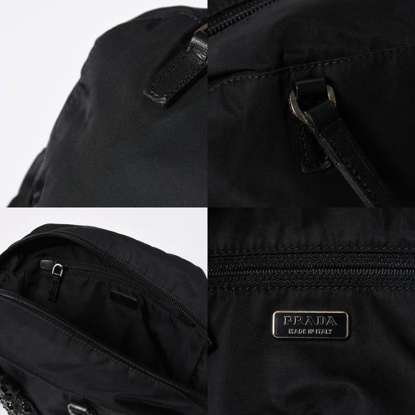 PRADA プラダ ハンドバッグ イヴニングハート BN1134 トライアングルロゴ ナイロン ブラック シルバー金具 美品 中古 4a004852