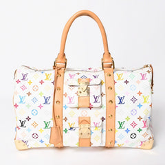 極美品 LOUIS VUITTON ルイヴィトン キーポル45 ボストンバッグ M92641 モノグラム マルチカラー ホワイト 村上隆 中古 4a003947