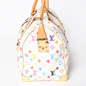 極美品 LOUIS VUITTON ルイヴィトン キーポル45 ボストンバッグ M92641 モノグラム マルチカラー ホワイト 村上隆 中古 4a003947