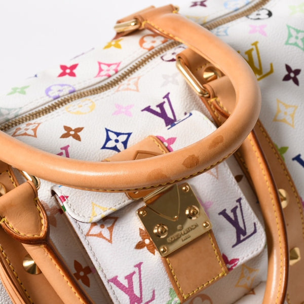 極美品 LOUIS VUITTON ルイヴィトン キーポル45 ボストンバッグ M92641 モノグラム マルチカラー ホワイト 村上隆 中古 4a003947