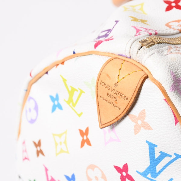 極美品 LOUIS VUITTON ルイヴィトン キーポル45 ボストンバッグ M92641 モノグラム マルチカラー ホワイト 村上隆 中古 4a003947