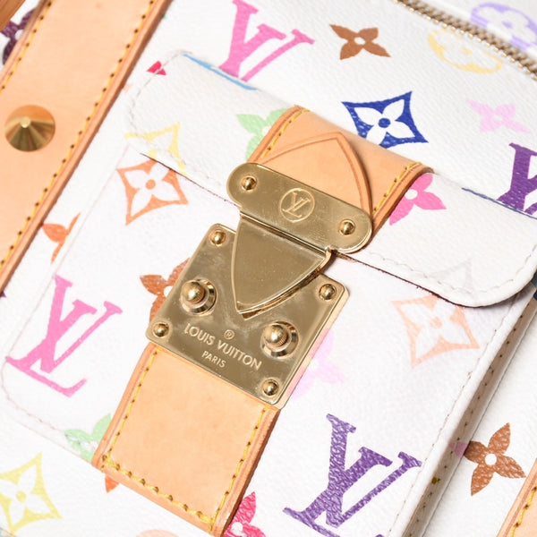 極美品 LOUIS VUITTON ルイヴィトン キーポル45 ボストンバッグ M92641 モノグラム マルチカラー ホワイト 村上隆 中古 4a003947