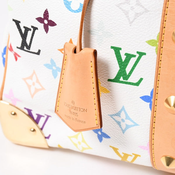 極美品 LOUIS VUITTON ルイヴィトン キーポル45 ボストンバッグ M92641 モノグラム マルチカラー ホワイト 村上隆 中古 4a003947