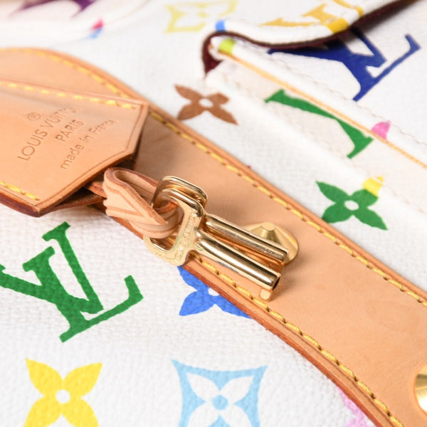 極美品 LOUIS VUITTON ルイヴィトン キーポル45 ボストンバッグ M92641 モノグラム マルチカラー ホワイト 村上隆 中古 4a003947