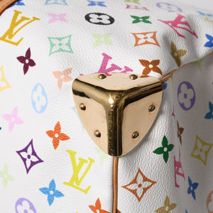 極美品 LOUIS VUITTON ルイヴィトン キーポル45 ボストンバッグ M92641 モノグラム マルチカラー ホワイト 村上隆 中古 4a003947