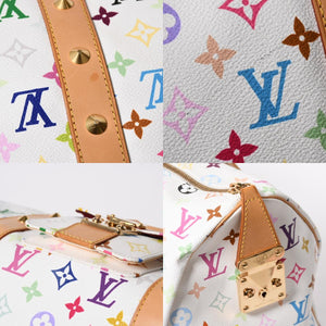 極美品 LOUIS VUITTON ルイヴィトン キーポル45 ボストンバッグ M92641 モノグラム マルチカラー ホワイト 村上隆 中古 4a003947