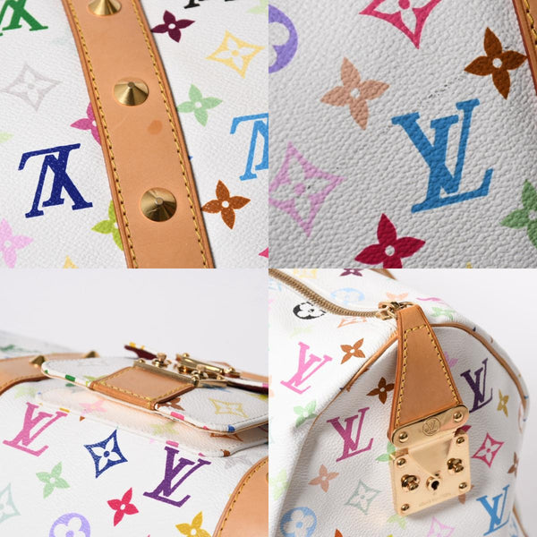 極美品 LOUIS VUITTON ルイヴィトン キーポル45 ボストンバッグ M92641 モノグラム マルチカラー ホワイト 村上隆 中古 4a003947