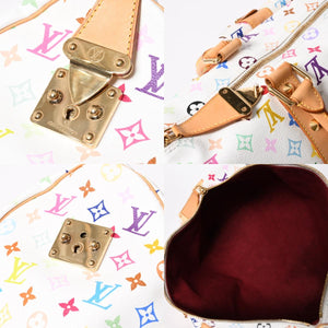 極美品 LOUIS VUITTON ルイヴィトン キーポル45 ボストンバッグ M92641 モノグラム マルチカラー ホワイト 村上隆 中古 4a003947