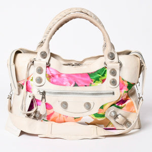 BALENCIAGA バレンシアガ GIANT CITY ジャイアント シティ 2WAYバッグ 173084 ボタニカル柄 ベージュ シルバー金具 美品 中古 4a006912