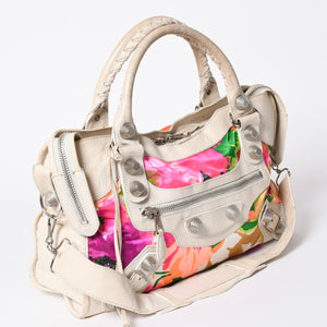 BALENCIAGA バレンシアガ GIANT CITY ジャイアント シティ 2WAYバッグ 173084 ボタニカル柄 ベージュ シルバー金具 美品 中古 4a006912