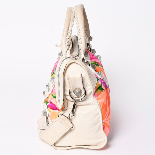 BALENCIAGA バレンシアガ GIANT CITY ジャイアント シティ 2WAYバッグ 173084 ボタニカル柄 ベージュ シルバー金具 美品 中古 4a006912