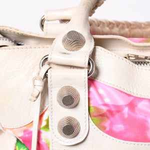 BALENCIAGA バレンシアガ GIANT CITY ジャイアント シティ 2WAYバッグ 173084 ボタニカル柄 ベージュ シルバー金具 美品 中古 4a006912