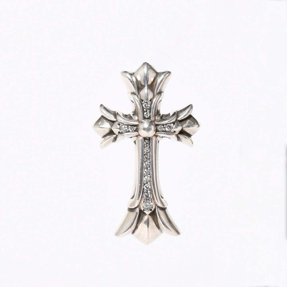 極美品 CHROME HEARTS クロムハーツ DOUBLE CH CROSS SMALL P/D スモール ダブルCHクロス ペンダントトップ 重量約16.50g ダイヤ 中古 4a006902