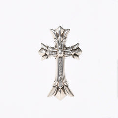 極美品 CHROME HEARTS クロムハーツ DOUBLE CH CROSS SMALL P/D スモール ダブルCHクロス ペンダントトップ 重量約16.50g ダイヤ 中古 4a006902