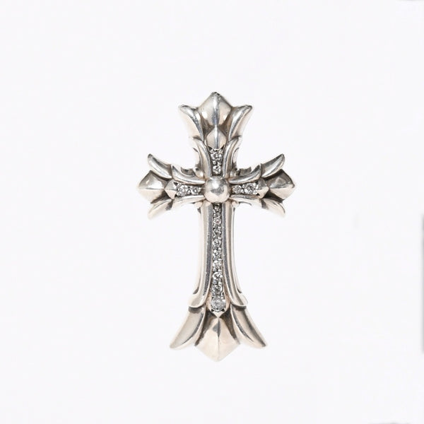 極美品 CHROME HEARTS クロムハーツ DOUBLE CH CROSS SMALL P/D スモール ダブルCHクロス ペンダントトップ 重量約16.50g ダイヤ 中古 4a006902