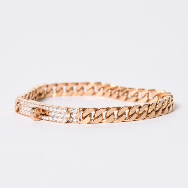 極美品 HERMES エルメス ケリー グルメット ベリースモール ブレスレット H120434B サイズXL 重量29.41g 18KPG メンズ オーダー品 中古 4a006906