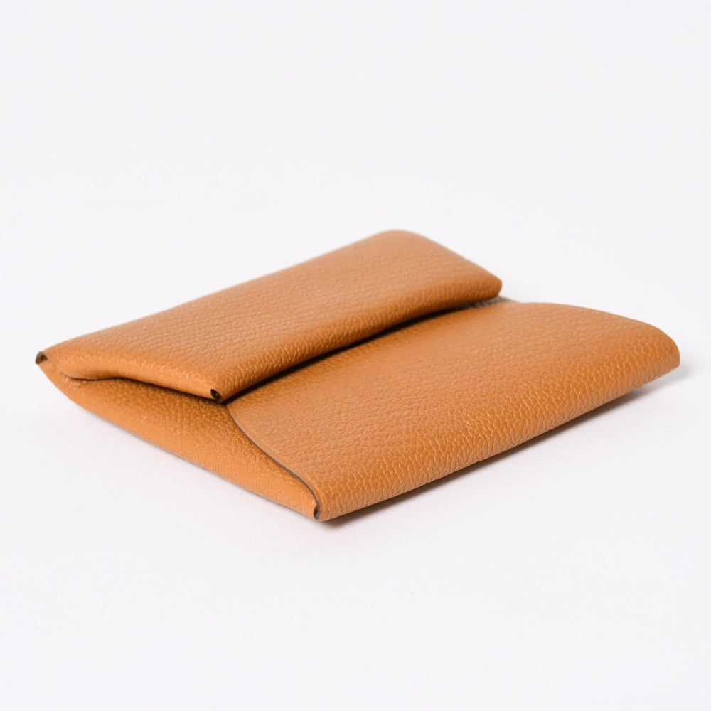 新品同様 HERMES エルメス バスティアヴェルソ コインケース B刻印 シェーブル キャラメル シルバー金具 中古 4a006663