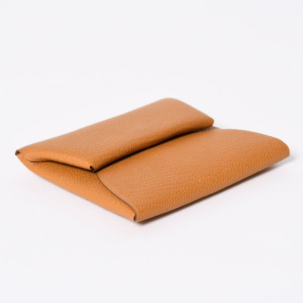 新品同様 HERMES エルメス バスティアヴェルソ コインケース B刻印 シェーブル キャラメル シルバー金具 中古 4a006663