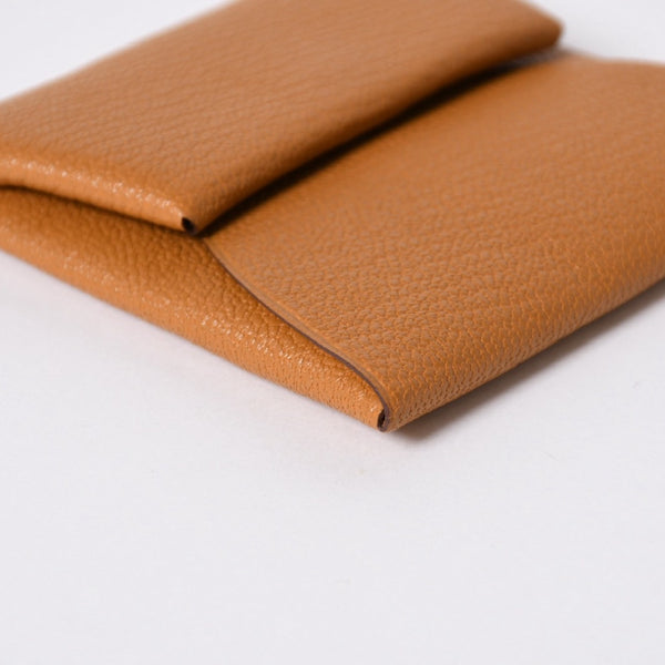 新品同様 HERMES エルメス バスティアヴェルソ コインケース B刻印 シェーブル キャラメル シルバー金具 中古 4a006663