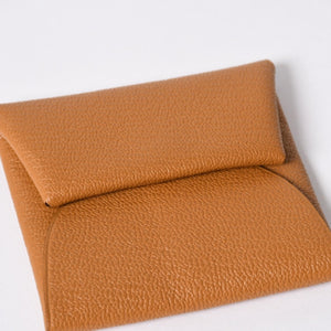 新品同様 HERMES エルメス バスティアヴェルソ コインケース B刻印 シェーブル キャラメル シルバー金具 中古 4a006663