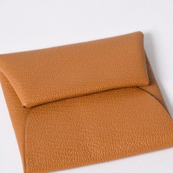 新品同様 HERMES エルメス バスティアヴェルソ コインケース B刻印 シェーブル キャラメル シルバー金具 中古 4a006663