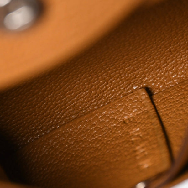 新品同様 HERMES エルメス バスティアヴェルソ コインケース B刻印 シェーブル キャラメル シルバー金具 中古 4a006663