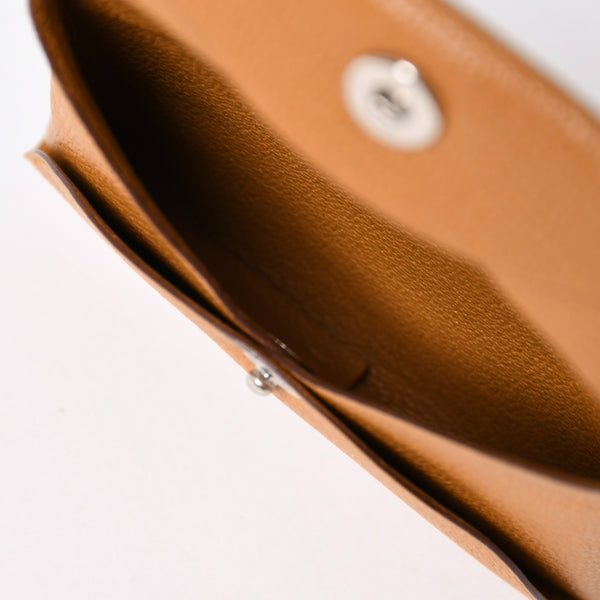 新品同様 HERMES エルメス バスティアヴェルソ コインケース B刻印 シェーブル キャラメル シルバー金具 中古 4a006663