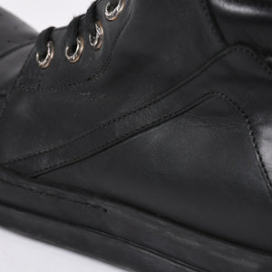 極美品 CHROME HEARTS クロムハーツ RICK OWENS リックオウエンス ジオバスケット スニーカー BSフレア ダガー クロスボール ブラック シルバー サイズ44 中古 4a006908