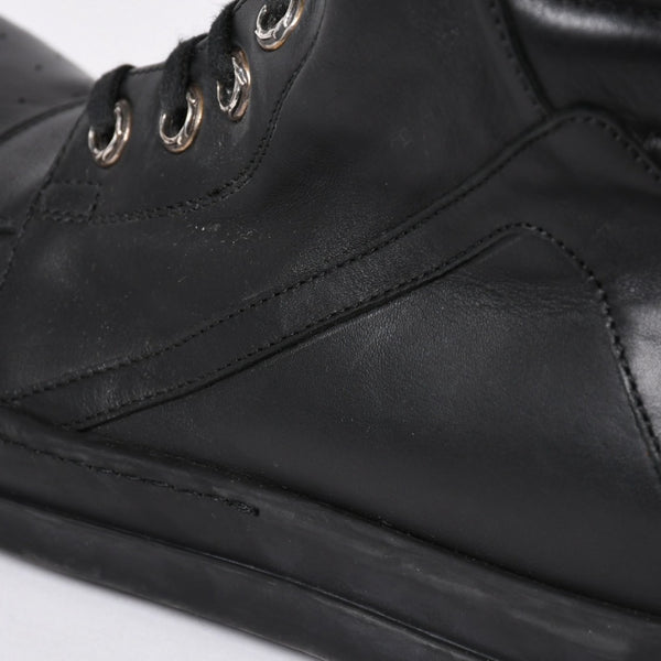 極美品 CHROME HEARTS クロムハーツ RICK OWENS リックオウエンス ジオバスケット スニーカー BSフレア ダガー クロスボール ブラック シルバー サイズ44 中古 4a006908