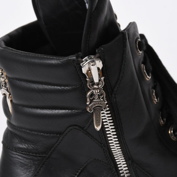 極美品 CHROME HEARTS クロムハーツ RICK OWENS リックオウエンス ジオバスケット スニーカー BSフレア ダガー クロスボール ブラック シルバー サイズ44 中古 4a006908