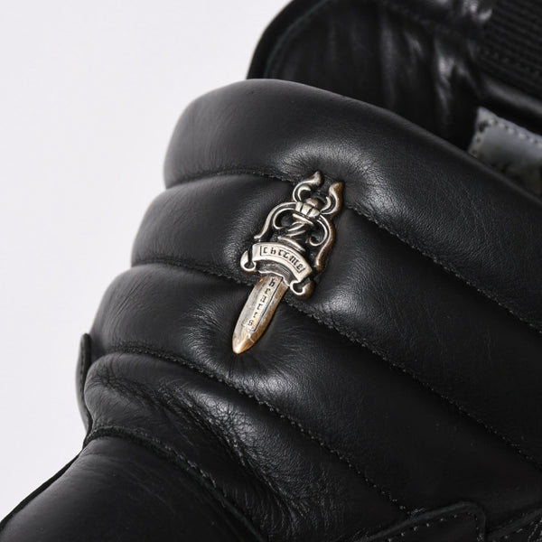 極美品 CHROME HEARTS クロムハーツ RICK OWENS リックオウエンス ジオバスケット スニーカー BSフレア ダガー クロスボール ブラック シルバー サイズ44 中古 4a006908