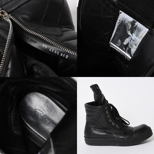 極美品 CHROME HEARTS クロムハーツ RICK OWENS リックオウエンス ジオバスケット スニーカー BSフレア ダガー クロスボール ブラック シルバー サイズ44 中古 4a006908
