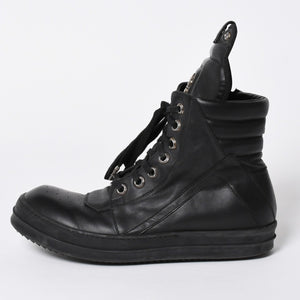 極美品 CHROME HEARTS クロムハーツ RICK OWENS リックオウエンス ジオバスケット スニーカー BSフレア ダガー クロスボール ブラック シルバー サイズ44 中古 4a006908
