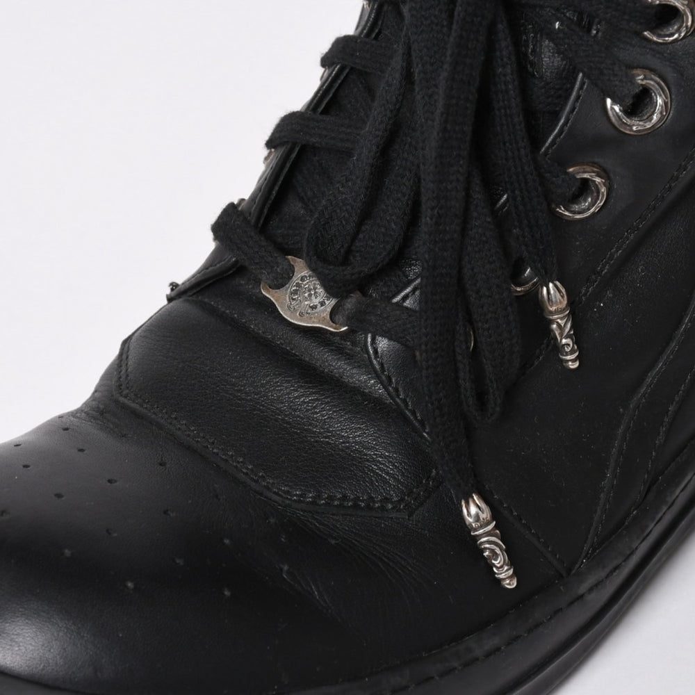 極美品 CHROME HEARTS クロムハーツ RICK OWENS リックオウエンス ジオバスケット スニーカー BSフレア ダガー クロスボール ブラック シルバー サイズ44 中古 4a006908