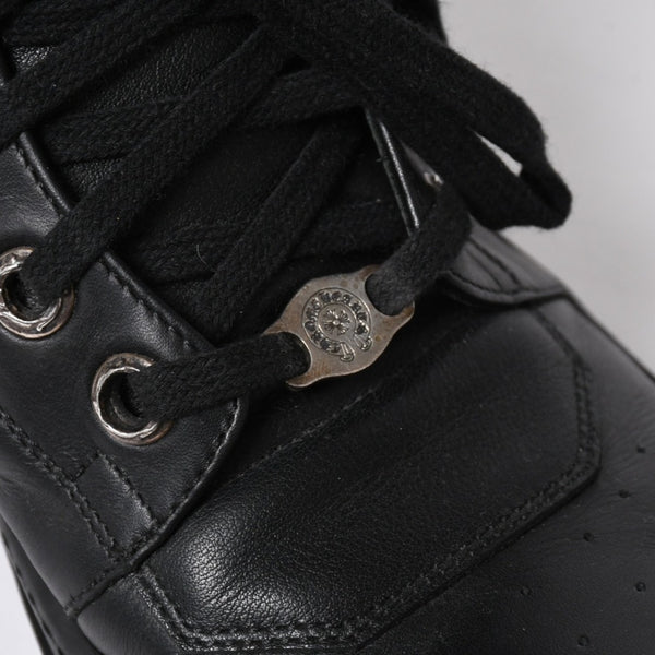 極美品 CHROME HEARTS クロムハーツ RICK OWENS リックオウエンス ジオバスケット スニーカー BSフレア ダガー クロスボール ブラック シルバー サイズ44 中古 4a006908