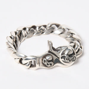 CHROME HEARTS クロムハーツ HEART CHAIN/CLIP ハートチェーン クリップ ブレスレット 重量128.01g シルバー925 13リンク 美品 中古 4a007011